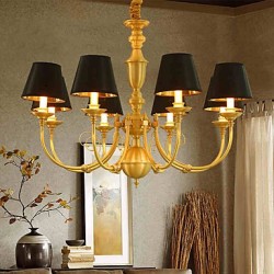 Chandelier Traditional/Classic Country Brass Feature for LED Mini Style Metal Living Room Bedroom Dining Room Study Room/Office 8 Bulbs