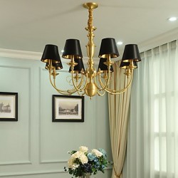 Chandelier Traditional/Classic Country Brass Feature for LED Mini Style Metal Living Room Bedroom Dining Room Study Room/Office 8 Bulbs