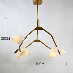 Five Light Post Modern Metal with Glass Peach Chandelier Lamp for the Bedroom / Canteen Room / Bar / Coffee Room Decorate Pendant Lamp