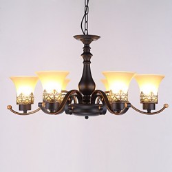 Six Light Amercian Countryside Vintage Metal with Glass Pendant Lamp for the Canteen Room / Living Room / Entry / Foyer Decorate Drop Lamp