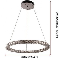 Modern Ring Crystal Ceiling Pendant Lights LED Crystal Chandeliers Light Indoor Lighting Lamps Fixtures Dimmable with Remote Control