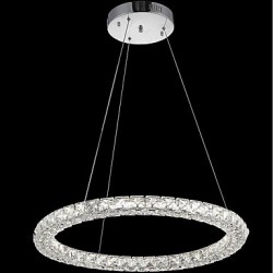 Modern Ring Crystal Ceiling Pendant Lights LED Crystal Chandeliers Light Indoor Lighting Lamps Fixtures Dimmable with Remote Control