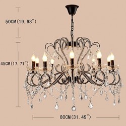 10 Lights Crystal Chandelier Modern/Contemporary Traditional/Classic Rustic/Lodge Vintage Retro Country Painting Feature for LED Metal