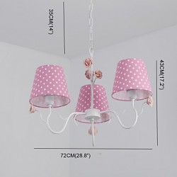 Chandelier Artistic Country Painting Feature for Designers Metal Bedroom Girls Room Shops/Cafes 3 Bulbs