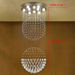 LED Crystal Ceiling Pendant Light Indoor Chandeliers Home Hanging Lighting Lamps Fixtures with 5W LED WARM WHITE Bulbs