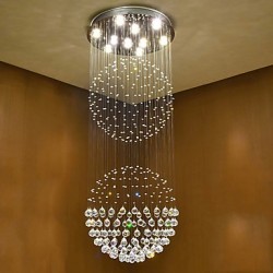 LED Crystal Ceiling Pendant Light Indoor Chandeliers Home Hanging Lighting Lamps Fixtures with 5W LED WARM WHITE Bulbs