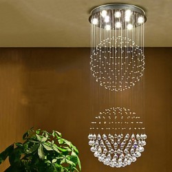 LED Crystal Ceiling Pendant Light Indoor Chandeliers Home Hanging Lighting Lamps Fixtures with 5W LED WARM WHITE Bulbs