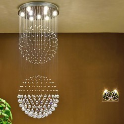 LED Crystal Ceiling Pendant Light Indoor Chandeliers Home Hanging Lighting Lamps Fixtures with 5W LED WARM WHITE Bulbs