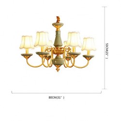 All Copper Chandelier Jade Decorative Living Room Chandelier 6A