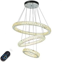 Dimmable Modern Ceiling Crystal Chandeliers Indoor LED Pendant Lights Ring Lighting 67.5 W with Remote Control