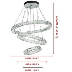 Dimmable Modern Ceiling Crystal Chandeliers Indoor LED Pendant Lights Ring Lighting 67.5 W with Remote Control