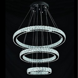 Dimmable Modern Ceiling Crystal Chandeliers Indoor LED Pendant Lights Ring Lighting 67.5 W with Remote Control