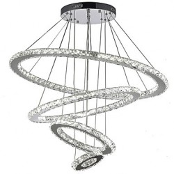 Dimmable LED Crystal Chandeliers Lights Remote Control Pendant Lamp Fixtures with 4 Ring D90705030 CE&UL&FCC