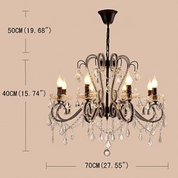 8 Lights Crystal Chandelier Modern/Contemporary Traditional/Classic Rustic/Lodge Vintage Retro Country Painting Feature for LED Metal