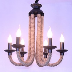 Hemp Rope Chandelier Retro LOFT Creative Personality American Living Room Cafe Restaurant Lighting Industrial Wind