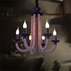 Hemp Rope Chandelier Retro LOFT Creative Personality American Living Room Cafe Restaurant Lighting Industrial Wind