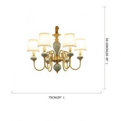 Chandelier Traditional/Classic Country Brass Feature for LED Mini Style Metal Living Room Bedroom Dining Room Study Room/Office 6 Bulbs