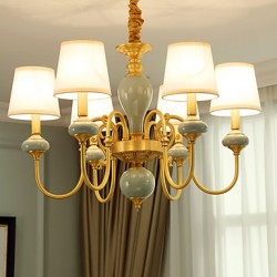 Chandelier Traditional/Classic Country Brass Feature for LED Mini Style Metal Living Room Bedroom Dining Room Study Room/Office 6 Bulbs