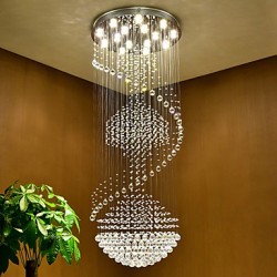 Modern LED Crystal Ceiling Pendant Light Indoor Chandeliers Home Hanging Lighting Lamps Fixtures with 5W LED WARM WHITE Bulbs