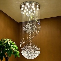 Modern LED Crystal Ceiling Pendant Light Indoor Chandeliers Home Hanging Lighting Lamps Fixtures with 5W LED WARM WHITE Bulbs