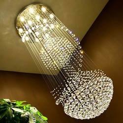 Modern LED Crystal Ceiling Pendant Light Indoor Chandeliers Home Hanging Lighting Lamps Fixtures with 5W LED WARM WHITE Bulbs