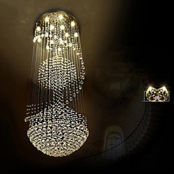 Modern LED Crystal Ceiling Pendant Light Indoor Chandeliers Home Hanging Lighting Lamps Fixtures with 5W LED WARM WHITE Bulbs