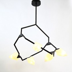 Five Light Post Modern Metal with Glass Peach Chandelier Lamp for the Bedroom / Canteen Room / Bar / Coffee Room Decorate Pendant Lamp