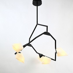 Five Light Post Modern Metal with Glass Peach Chandelier Lamp for the Bedroom / Canteen Room / Bar / Coffee Room Decorate Pendant Lamp