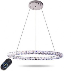 Modern LED Ring Crystal Pendant Lights Modern Crystal Chandeliers Ceiling Light Indoor Lamp Fixtures Dimmable with Remote Control