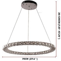 Modern LED Ring Crystal Pendant Lights Modern Crystal Chandeliers Ceiling Light Indoor Lamp Fixtures Dimmable with Remote Control