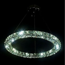 Modern LED Ring Crystal Pendant Lights Modern Crystal Chandeliers Ceiling Light Indoor Lamp Fixtures Dimmable with Remote Control