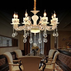 Traditional/Classic Zinc Alloy Feature for Crystal Mini Style Metal Living Room Bedroom Study Room/Office 8 Bulbs Chandelier