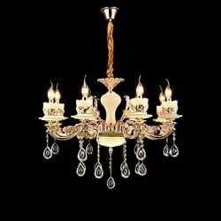 Traditional/Classic Zinc Alloy Feature for Crystal Mini Style Metal Living Room Bedroom Study Room/Office 8 Bulbs Chandelier