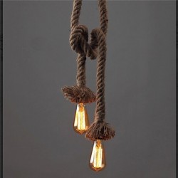 1 Light DIY Art Hemp Rope Light Creative Hemp Rope Chandelier Long 100cm Send 1 Bulb