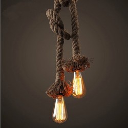 1 Light DIY Art Hemp Rope Light Creative Hemp Rope Chandelier Long 100cm Send 1 Bulb