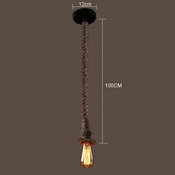 1 Light DIY Art Hemp Rope Light Creative Hemp Rope Chandelier Long 100cm Send 1 Bulb