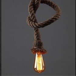 1 Light DIY Art Hemp Rope Light Creative Hemp Rope Chandelier Long 100cm Send 1 Bulb