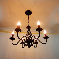 Artistic Chic & Modern Others Feature for Candle Style Metal Living Room Indoors Dining Room 6 Bulbs Chandelier