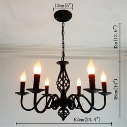 Artistic Chic & Modern Others Feature for Candle Style Metal Living Room Indoors Dining Room 6 Bulbs Chandelier