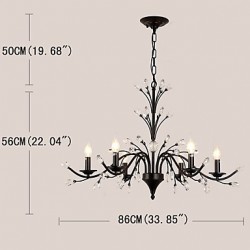 6 Lights Crystal Chandelier Modern/Contemporary Traditional/Classic Vintage Retro Country Painting Feature for Living Room