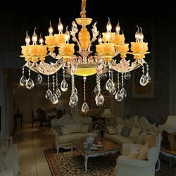 Traditional/Classic Zinc Alloy Feature for Crystal Mini Style Metal Indoors Indoor Hallway 15 Bulbs Chandelier