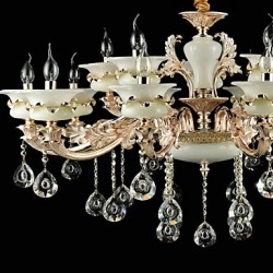 Traditional/Classic Zinc Alloy Feature for Crystal Mini Style Metal Indoors Garden Hallway 15 Bulbs Chandelier