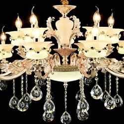 Traditional/Classic Zinc Alloy Feature for Crystal Mini Style Metal Indoors Garden Hallway 15 Bulbs Chandelier