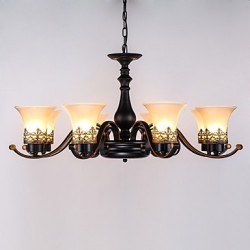 Eight Light Amercian Countryside Vintage Metal with Glass Pendant Lamp for the Canteen Room / Living Room / Entry / Foyer Decorate Drop Lamp