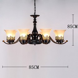 Eight Light Amercian Countryside Vintage Metal with Glass Pendant Lamp for the Canteen Room / Living Room / Entry / Foyer Decorate Drop Lamp