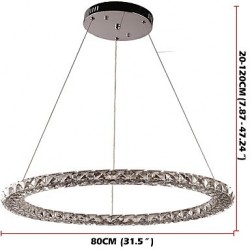 LED Ring Crystal Pendant Light Modern Crystal Chandeliers Ceiling Lights Indoor Lamp Fixtures Dimmable with Remote Control