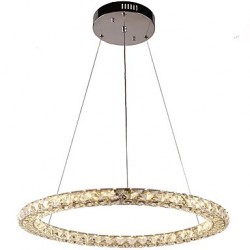 LED Ring Crystal Pendant Light Modern Crystal Chandeliers Ceiling Lights Indoor Lamp Fixtures Dimmable with Remote Control