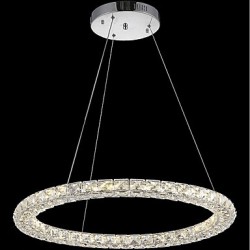 LED Ring Crystal Pendant Light Modern Crystal Chandeliers Ceiling Lights Indoor Lamp Fixtures Dimmable with Remote Control