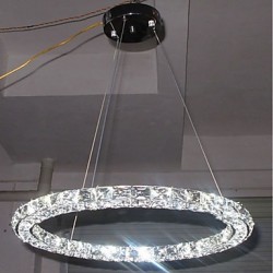 LED Ring Crystal Pendant Light Modern Crystal Chandeliers Ceiling Lights Indoor Lamp Fixtures Dimmable with Remote Control