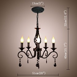 Traditional Crystal Chandelier Interior Lighting 5 Light Candles Simple Chandelier